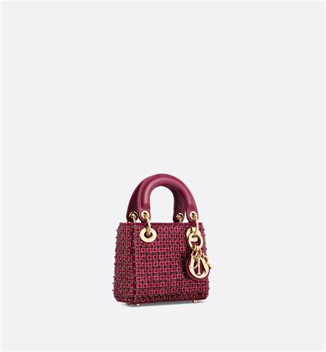 Lady Dior Micro Bag Burgundy Sequin and Bead Embroidery